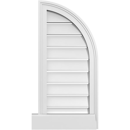 Quarter Round Top Right Surface Mount PVC Gable Vent W/ 2W X 2P Brickmould Sill Frame, 14W X 30H